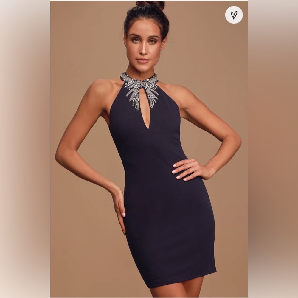 Lulu’s halter beaded mini dress